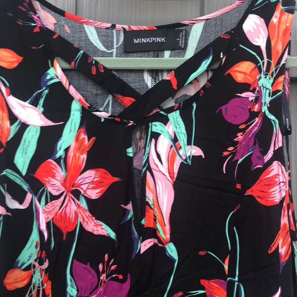 MINKPINK Miss Lily Black Floral Dress, Size L - Picture 6 of 6